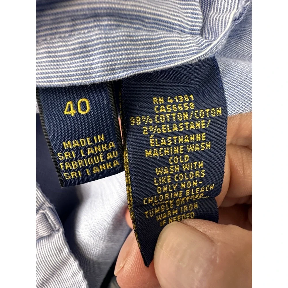 Polo Ralph Lauren Shorts Mens 40 Blue Striped Stretch Straight Fit Chino 9